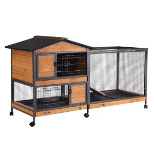 Aivituvin Chew-Resistant Metal Frame Rabbit Hutch AIR19-X with 3 Leakproof Trays