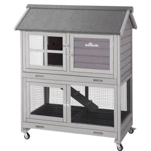 Aivituvin Outdoor Rabbit Hutch AIR15, Rabbit Cage with Wire Bottom, 9.6ft²