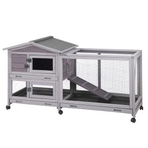 Aivituvin Indoor & Outdoor Rabbit Hutch AIR19 with Wheels, 9.6 ft²