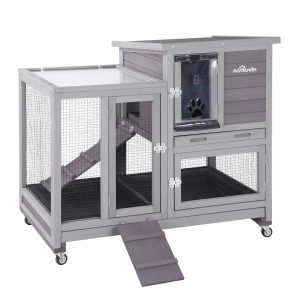 Aivituvin Indoor & Outdoor Rabbit Hutch AIR10 with Deep Trays and Wheels, 8.3 ft²